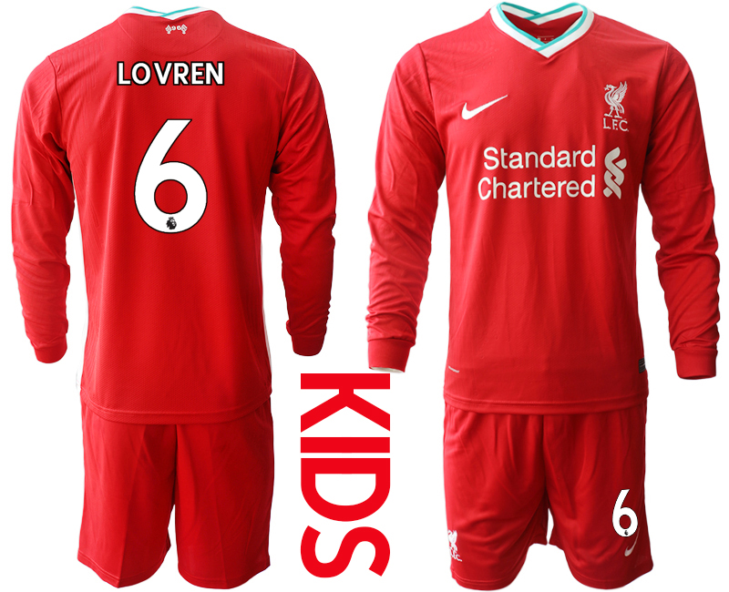 2021 Liverpool home long sleeves Youth #6 soccer jerseys